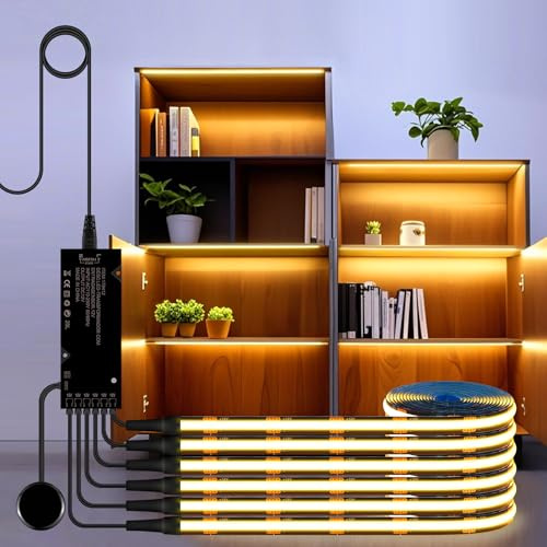 tlinkosta Striscia LED Nera con Funzione Touch Dimmerabile per Armadi, Ideale per Pannelli Fonoassorbenti, Vetrine Espositive e Cantinette per Vino (6, Luce calda 3000 K, 3.3ft（1M）)