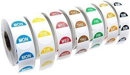We Can Source It Ltd - Day Dot Food Label Dispenser with 7 Rolls of 1000 – 20mm Removable Safety Labels for Food Rotation – EHO Approved & Freezer Safe, Removable Adhesive