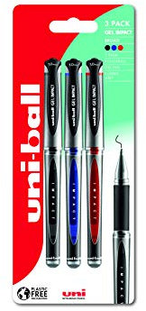 uni-ball UMN-153S Gel Impact Rollerball Pens. Premium Broad 1.0mm Ballpoint Tip for Super Smooth Handwriting, Journaling, and Note Taking. Fade & Water Resistant Uni Super Ink. Pack of 3 Assorted