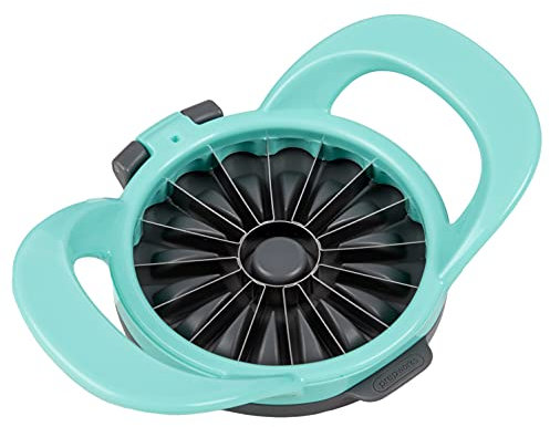 PrepWorks by Progressive Apfelschneider und Entkerner mit befestigter Sicherheitsabdeckung, spülmaschinenfest, 16 Scheiben, Türkis