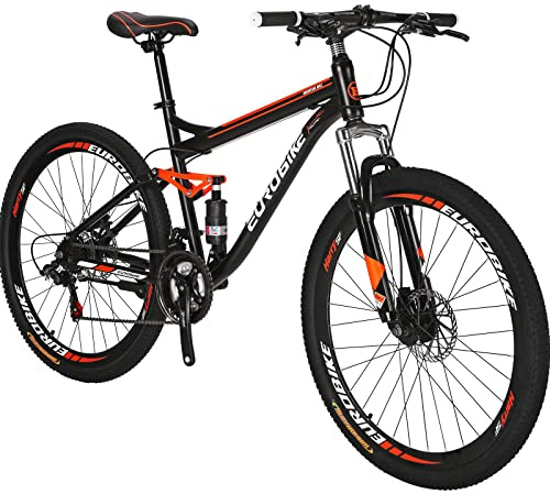 EUROBIKE Mountain Bike,21 Speed Full Suspension Mens Mountain Bike, 27.5 Men or Women Bicycle,27.5 Mountain Bikes for Adult(S7 Aluminum Wheels)