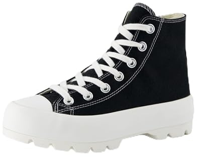 CUSHIONAIRE Women's Vespa high top Canvas Sneaker +Memory Foam and Side Zipper, Black/White 8 W