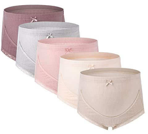 AOOPOO Slip Premaman Donna Incinta, 5PCS Mutandine Gravidanza Postpartum Biancheria Intima Cotone Premaman Mutandine Biancheria Intima Premaman Mutande