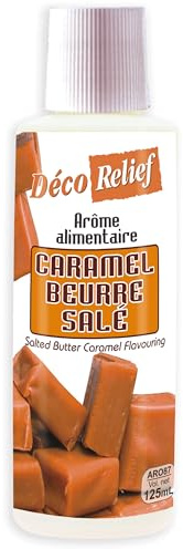 Déco Relief - Arôme Liquide Caramel Beurre Salé 125 ml - Arôme Alimentaire Pâtisserie & Yaourtière - Pour Gâteaux, Pâtisseries, Yaourts - Arôme Concentré - ARO87.