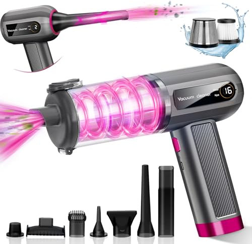 AKOFIC Aspirabriciole senza Fili, 16000Pa Aspirapolvere Auto Potente, Mini Aspirapolvere Portatile Ricaricabile con Schermo LED per Pulizia di Auto, Casa, Animali Domestici e Spazi Ristretti