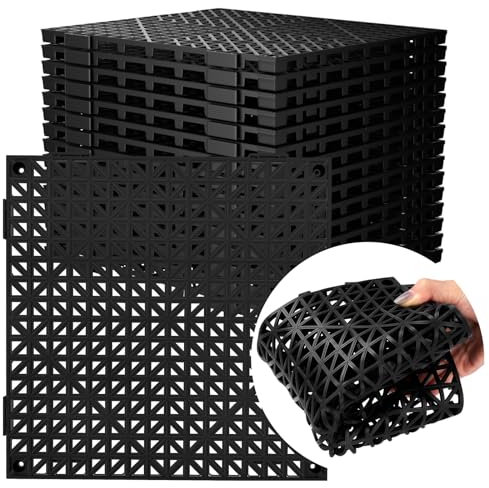 12 Pièces de Dalles de Pavage pour Jardin, Caillebotis Plastique, Dalle Terrasse Exterieur, Mat de revêtement de Bassin Anti, Glissant extérieur 30 x 30 cm pour Sol de Drainage, Balcon