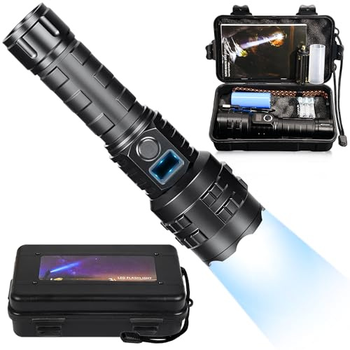 HMFREE Flashlights High Lumens Rechargeable, 1000000 High Lumens Super Bright Handheld LED Flash Light, Powerful Emergency Linternas, Waterproof, Long Lasting, for Hiking Camping Gift