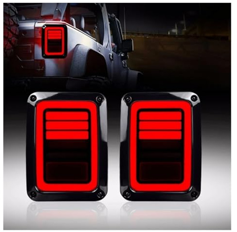 RRKBDQEL Arrière Feu Feux Arrière LED Lentille Fumée Pour Jeep Pour Wrangler 2007-2017 JK JKU Avec Feu De Secours, Clignotant Inversé, Ensemble Feux Stationnement Feux Arrière(Europe Version)