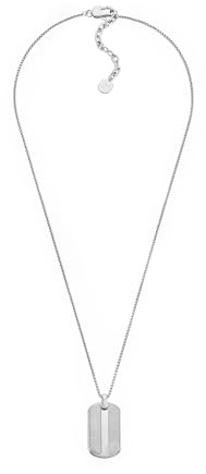 Fossil Herrenhalskette aus Edelstahl mit Karabinerverschluss Dog tag, Glänzendes Silber