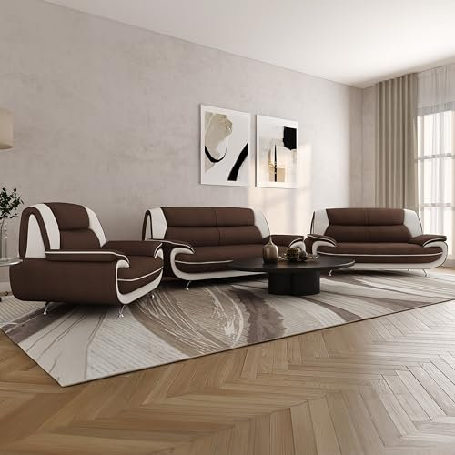 Imebel Sofa Set 3-2-1 für Wohnzimmer – Bequeme Couchgarnitur mit 3-Sitzer, 2-Sitzer & Sessel – Elegante Sitzgarnitur mit Stoffbezug – Ohne Schlaffunktion – Komfortable Polsterung – Modernes Design
