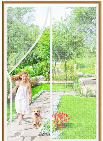 Zanzariera Porta Finestra Magnetica 140x280cm Tenda Magnetica Zanzariera Porta con Potenti Magneti Nastro Magico Facile da Installare per Corridoi Balcone Soggiorno Bianco