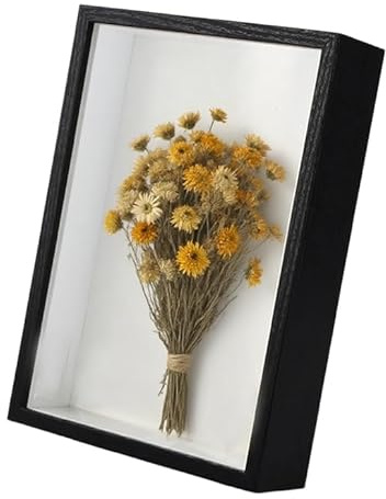 Marcos con Profundidad 5cm, Marcos para Cuadros 3D para Objetos, Marco de Fotos Madera para Rellenar, Marco de Profundo para Mesa Pared, Marco de Caja de Sombra para Medalla Flor (A4 21x29.7cm,Negro)