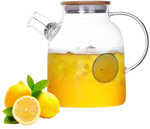 Tekanna, Mengger tekanna glas 1 800 ml, glaskaraff med lock, teapot glaskanna transparent, läckagesäker pip, vattenkaraff lämplig för te blomma te fruktte kalla och varma drycker