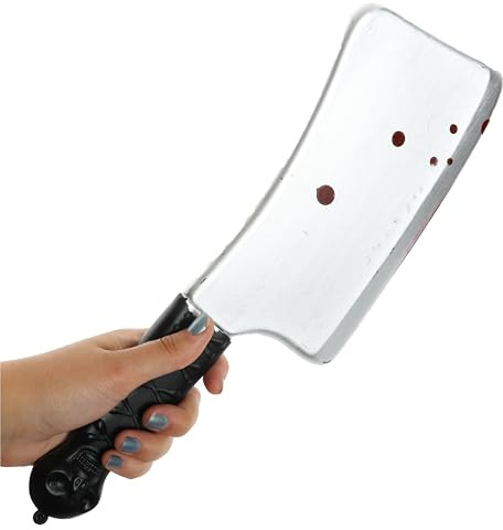 Cleaver kniv rekvisita 35 cm – falskt slaktarvapen – köttklyvare i plast för halloween, skräckfilm, hemsökt hus, zombie, mördare, psyko, cosplay och maskeradkostym tillbehör