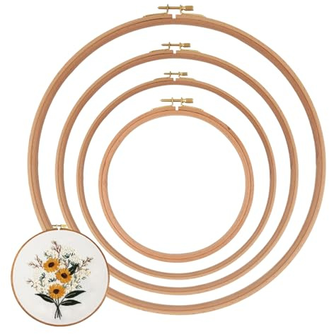 Broderingsring, klistermärke – broderiram, ring set med 4, justerbara små hantverkssömmar rashmar för fransar för konstdekoration