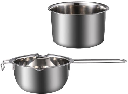 YARNOW Baño María de Acero Inoxidable Doble Caldera y Mango Ergonómico, Olla para Derretir Chocolate y Cera, Recomendado para Reposteros y Aficionados al Bricolaje