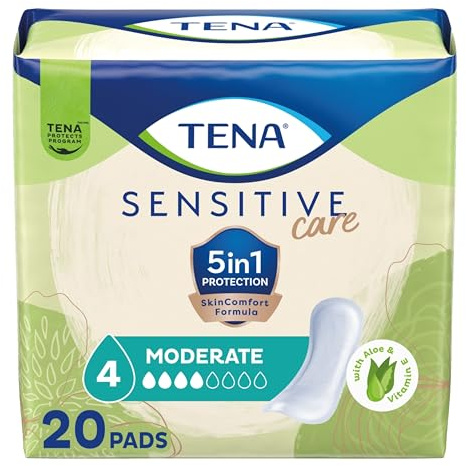 Tena Sensitive Moderate Bladder Control Pads, Incontinence, Moderate Absorbency, 20 Count, 1 Pack