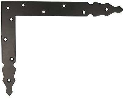 Amig - Escuadra Decorativa - A la Izquierda - 300 x 240 x 4 mm - Acabado en Punta - Estilo Gótico Clásico - Ideal para Decoración o Refuerzo de Contraventanas, Puertas y Muebles - Acero Negro