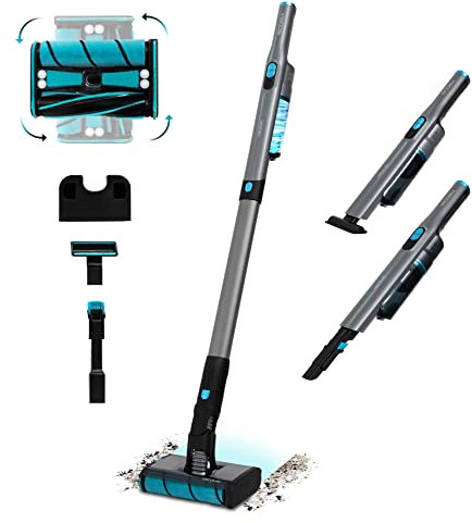 Cecotec Aspiradora Escoba sin Cable Ultraligera - Scoba 2100 Twice. 210W y 20 kPa, Motor Digital Brusless, Autonomía 45 mins, Cabezal Motorizado Omnidireccional con Doble Cepillo, 2 Accesorios