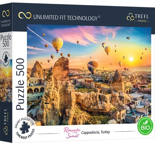 Trefl Prime - Puzzle UFT Romantic Sunset: Cappadocia, Turkey-500 Elementen - Dikste Karton, Cappadocië, Turkije, Ballonnen, Moderne Puzzels, Creatief Vermaak voor Volwassenen en Kinderen vanaf 10 jaar