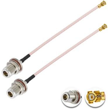 Vecys 2PCS U.F.L1 till N Typ Female Koaxialkabel med Låg Förlust 4 /10CM U.F.L1 RG178 Koaxial Pigtail Kabel för Trådlösa Routrar Mini PCIE Nätverkskort PCI Wi-Fi WAN Repeater