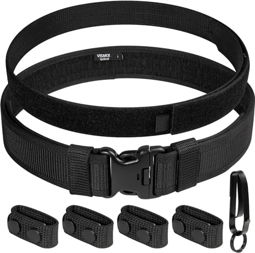 VISMIX Nylon Duty Belt 2 Hook Lining Outer Belt with Loop Inner, Duty Belt with Key Holder and Keepers