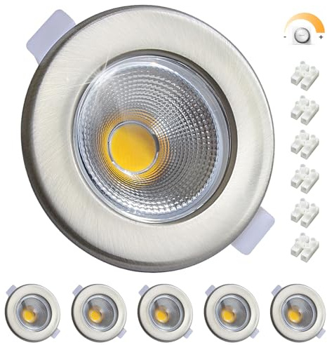 Wondlumi 6x 10W Faretti LED da Incasso per Cartongesso Dimmerabili,850LM Foro 65-85mm Luce Naturale 4000K per Cucina,Interno,Faretti Led Soffitto COB 220V Equivalenti a 100W