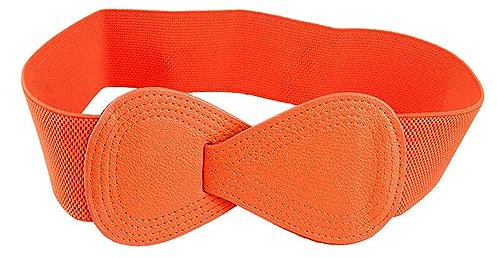 Whakano Damen Taillengürtel,Elastischer Gürtel mit Schleife,Retro Tailleband Breiter Stretchy Waist Belt Bogengürtel für Mantel, Kleid, Windjacke,Orange