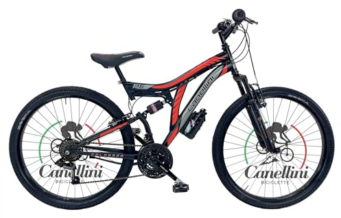 BICICLETTE CANELLINI MTB cykel MTB FULL SUSPENSION 26 COLORADO - 26 tum hjul (svart/röd)