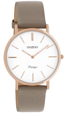 Oozoo Damen Armbanduhr Vintage Series Analog Leder Taupe braun UOC20019 Analoguhr