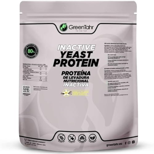 Green Tahr Proteine Vegane in Polvere di Lievito Nutrizionale Inattivo con Aroma di Vaniglia 750g. 80% Proteine per Aumento Massa Muscolare, Origine Non Animale, Senza Zucchero Aggiunto né Glutine
