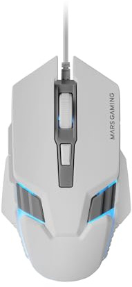 Mars Gaming MM024, Mouse Gaming RGB, Sensore Ottico 4000 DPI, Switch Meccanici Huano, RGB Flow, Regolazione On-the-fly 1200/2400 / 3200/4000 DPI, Compatibilità Multipiattaforma, Bianco