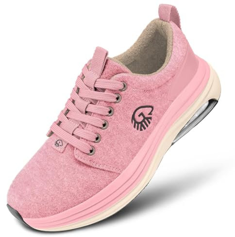 GIESSWEIN Merino Curve Max Women - Merino Sneaker mit Stoß absorbierendem Luftpolster - Komfortabler Aktivschuh mit Wechselfußbett - Langlebige Naturkautschuk Sohle für Beste Bodenhaftung