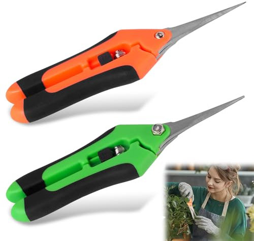 Bubuny Tijeras de Podar Acero Inoxidable Tijeras de Podar pequeñas Jardinería, Tijeras de podar de acero inoxidable para agricultura y jardinería, Tijeras de Cosecha para Plantas Flores Hortalizas