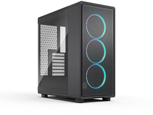 Fractal Design Epoch Black RGB - Leicht getöntes Seitenteil aus gehärtetem Glas - Gaming-PC - Mesh-Frontpanel - DREI Momentum 12 RGB-Lüfter inkl. - Geräumiger Innenraum - ATX/mATX/ITX Unterstützung