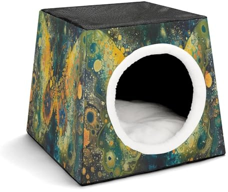 Abstract Butterfly Pet Sleeping House Pets Nest Foldable Warm Cave with Pad Bed for Dogs Cats