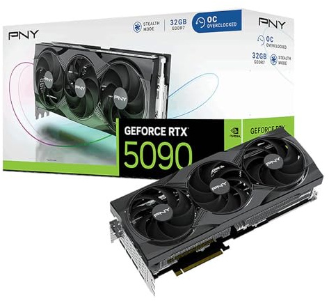PNY NVIDIA GeForce RTX 5090 32GB GDDR7 GPU, Blackwell Architecture, DLSS 4, Ray Tracing, HDMI 2.1 + 3X DisplayPort, 600W TDP Graphics
