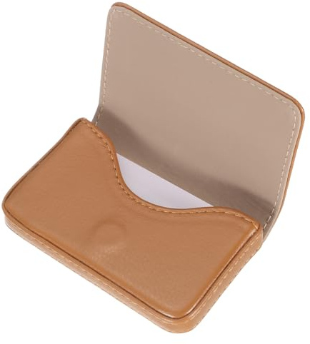QUARKZMAN Portatarjetas, Estuche de Tarjetas de Visita de Cuero PU con Cierre Magnético para Hombre y Mujer, Beige