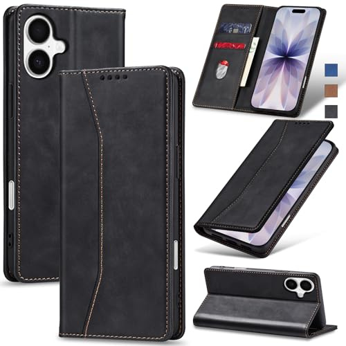 Jasonyu Flip Wallet Case for iPhone 17,Black | PU Leather Magnetic Folio Cover,with Card Holder,Kickstand,TPU Shockproof,Durable,Protective Phone Case
