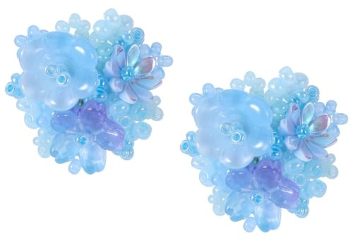 Tressify färgglada hortensia knoppörhängen, semestertillbehör för kvinnor, 0,9 i pärlblomdesign