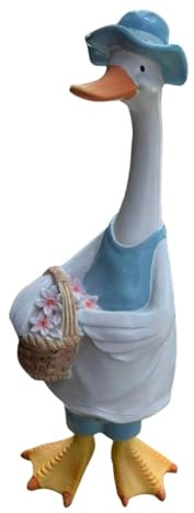 Harilla Statua di Anatra Decorativa per Giardino Realizzata in Resina Resistente Scultura Ornamentale da Esterno Accessorio Originale per Bambini E Adulti ADA, Anatra Fiore Rosa