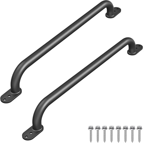 Dolibest 30 Inch Metal Safety Handles, Playground Ladder Handle, Long Grab Handles for Kids Playhouse, Treehouse, Rock Climbing Wall, Swing Set Accessories, Indoor & Outdoor Use (2PCS)-Black