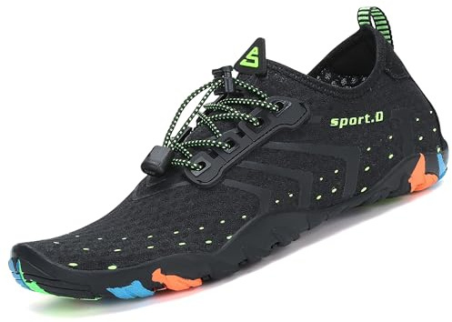 SAGUARO Badeschuhe Strandschuhe Aquaschuhe Wasserschuhe Surfschuhe Schwimmschuhe für Damen Herren Kinder,Neu-schwarz,38 EU