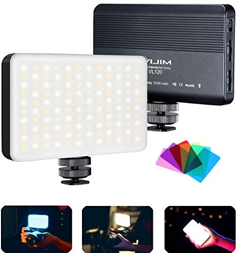 VIJIM VL120 LED Video Light on Camera, Mini Rechargeable 120 LED Photography Lighting Fill Lamp 3200K-6500K Bi-Color Dimmable, CRI95+, Built-in 3100mAh Battery for Nikon Sony DSLR Cameras