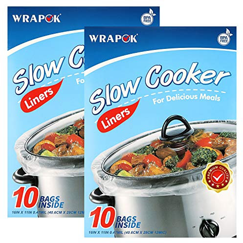Wrapok Lot de 2 petits sacs de cuisson jetables sans BPA pour casserole ovale ou ronde, taille 28 x 40,6 cm, convient pour 0,9 à 3 litres (20 sacs au total)