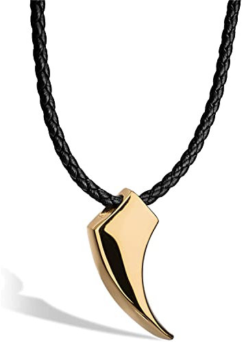 SERASAR Lederkette Herren Leder Halskette mit Anhänger - 60cm Gold Lederband Kette Schmuck Schachtel für Männer Echtleder Geschenk Leather Necklace Men Jewelry Band