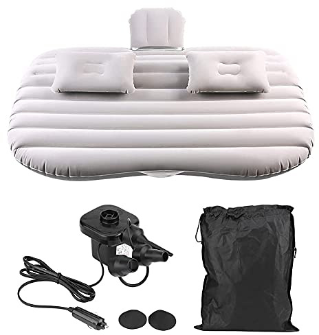 Ejoyous Car Inflatable Mattress, SUV Air Mattress Car Bed Thickened and Universal Fit Auto Mattress with Pump for Travel Camping Use (Silver Gray)