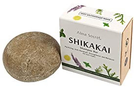 Alma Secret Champú Sólido Shikakai Anticaída, Anticaspa y Control Grasa. Champu Solido Para Todo Tipo de Cabellos, Shampoo Solido Sin Sulfatos ni Siliconas, Shikakai Champu Cosmética Natural - 85 gr