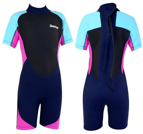 Yueta Kinder Neoprenanzug-2.5mm Neopren Shorty Neoprenanzug Teenager Einteilig UV-Schutz 50+ Badeanzug zum Tauchen, Schwimmen, Surfen (Rot, M)