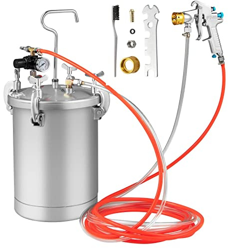 GiantexUK 15L Paint Pressure Pot, Pressure Paint Tank with Spray Gun, 2 Air Caps, 2 Pipes, Precise Barometer & Adjustable Knobs, Paint Sprayer for Home Exteriors Industrial Commercial Painting | Paint Sprayer with Spray Gun, 2 Air Caps, 2 Pipes, Precise Barometer & Adjustable Knobs for Exteriors Commercial Painting